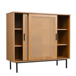 Sideboard Rattan Sliding Barn Doors Storage Cupboard Kitchen - thumbnail 4