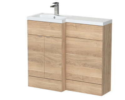 Hudson Reed Fusion Floor Standing Stylish Vanity Unit With Basin, Left Hand Combination, Bleached Oak, 1000mm - image 1