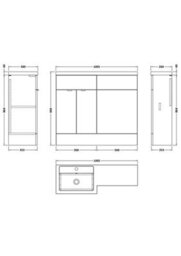 Hudson Reed Fusion Floor Standing Stylish Vanity Unit With Basin, Left Hand Combination, Bleached Oak, 1000mm - thumbnail 4