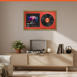 "30X17"" Gold Classic Vinyl Record Frame With Poppy Red Mount For 12 Inch Lp Album Cover & Disc - Ak Frames" - thumbnail 8