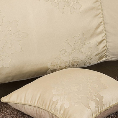 Sweet Dreams Elegant Woven Design Cushion, Luxury Jacquard Fabric Sofa And Bed Decorative With Zip Closure, Cream - Cream