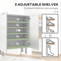 Homcom Shoe Storage Cabinet With Soft-Close Hinges & Adjust Shelves, High Gloss - thumbnail 4