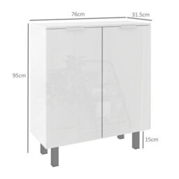 Homcom Shoe Storage Cabinet With Soft-Close Hinges & Adjust Shelves, High Gloss - thumbnail 3