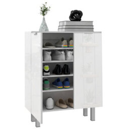 Homcom Shoe Storage Cabinet With Soft-Close Hinges & Adjust Shelves, High Gloss - thumbnail 2