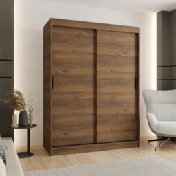 Arte Rubino T Sliding Door Wardrobe 150Cm Oak Walnut With Hanging Rails - thumbnail 1