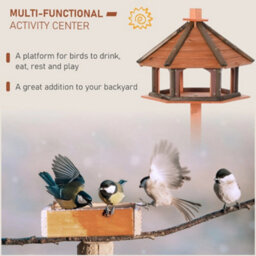 Standing Wooden Bird Feeder With Roof Shelter - thumbnail 3