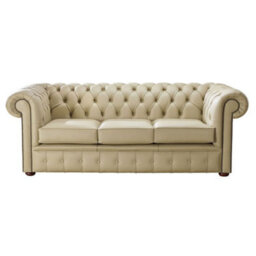 Chesterfield 3 Seater Shelly Somerset Stone Leather Sofa Bespoke In Classic Style - thumbnail 1