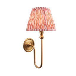 Loops Elegant Dimmable Wall Light In Brushed Aged Brass With Coral Pink Fabric Shade - thumbnail 1