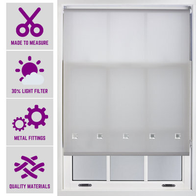 Grey Roller Blind With Chrome Square Eyelets And Meta Fittings Cut To Size By Furnished - (W)90Cm X (L)165Cm