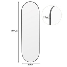 Living And Home Black Oval Wall Mounted Framed Full Length Mirror Dressing Mirror 50 X 160 Cm - thumbnail 5