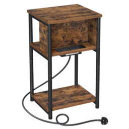 LEDREM Slim Side Table With Charging Station, Narrow Bedside Table With 2 Ac Outlets 2 Usb Outlets, 30 X 34 X 58 Cm, For Living Room - thumbnail 6