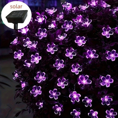 Purple Solar Flower String Lights Waterproof Outdoor Led Garden Fairy Lights - image 1
