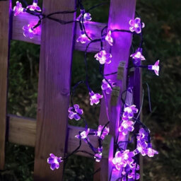 Purple Solar Flower String Lights Waterproof Outdoor Led Garden Fairy Lights - thumbnail 2