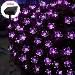 Purple Solar Flower String Lights Waterproof Outdoor Led Garden Fairy Lights