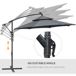 Outsunny 3(M) Cantilever Parasol Hanging Banana Umbrella W/ Lights, Black - thumbnail 6