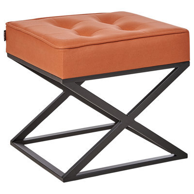 Beliani Faux Leather Footstool Orange Murdo - image 1