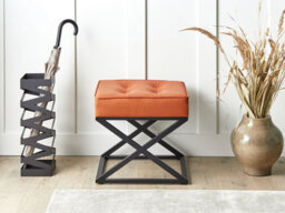 Beliani Faux Leather Footstool Orange Murdo - thumbnail 2