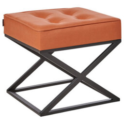 Beliani Faux Leather Footstool Orange Murdo - thumbnail 1