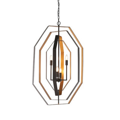 Multi Arm Geometric Ceiling Chandelier - Aged Bronze & Antique Gold Pendant - image 1