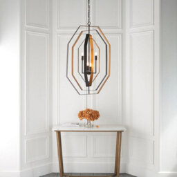 Multi Arm Geometric Ceiling Chandelier - Aged Bronze & Antique Gold Pendant - thumbnail 4