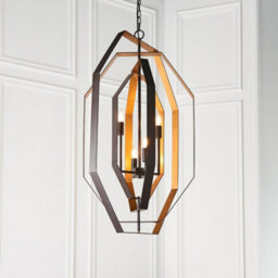 Multi Arm Geometric Ceiling Chandelier - Aged Bronze & Antique Gold Pendant - thumbnail 5