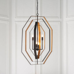 Multi Arm Geometric Ceiling Chandelier - Aged Bronze & Antique Gold Pendant - thumbnail 3