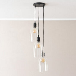 Valuelights Kira Glass Cloche Dome 3 Drop Cluster Matte Black Ceiling Pendant Light - thumbnail 5