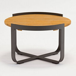 Bloom Coffee Table With Teak Top In Charcoal - thumbnail 1