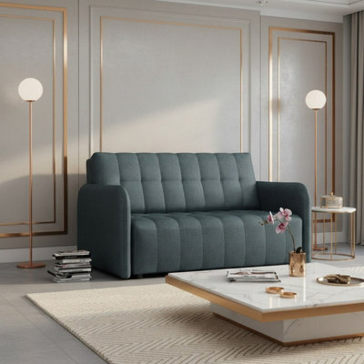 Viva Grand Iii Upholstered Sofa Bed With Sleeping Function Storage Compartment Wooden Legs Living Room 145Cm Dark Grey - image 1