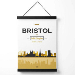Artze Wall Art Bristol Yellow And Black City Skyline Art Print With Black Frame Size: A4 - thumbnail 1