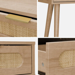 Sweeek - 100Cm Wood And Cane Rattan Console Table Eva Natural 100X29X81 Cm - thumbnail 4