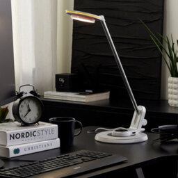 Wyld And Coco Led Desk Lamp Silver - Adjustable Arm, Dimmer, Colour Temperature, Usb Charging - Brushed Aluminium - thumbnail 2