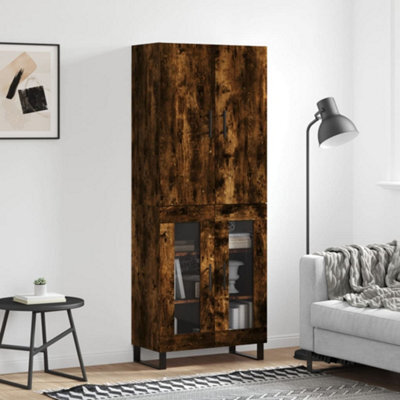 Berkfield Highboard Smoked Oak 69.5X34X180 Cm Engineered Wood - image 1
