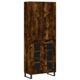 Berkfield Highboard Smoked Oak 69.5X34X180 Cm Engineered Wood - thumbnail 2