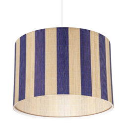 Happy Homewares Chic Natural Brown Bamboo Lamp Shade With Navy Midnight Blue Stripes - thumbnail 5