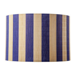 Happy Homewares Chic Natural Brown Bamboo Lamp Shade With Navy Midnight Blue Stripes - thumbnail 4