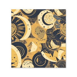 Warren Reed Designer Blue Gold Moon And Sun Premium Glass Kitchen Splashback W900mm X H650mm - thumbnail 2