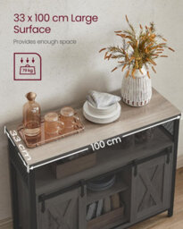 Songmics Sideboard, Kitchen Pantry, Storage Cabinet, With 2 Sliding Barn Doors, Adjustable Shelving, Heather Greige And Ink Black - thumbnail 5