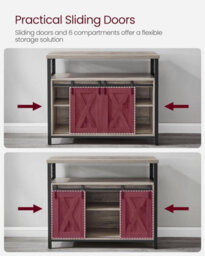 Songmics Sideboard, Kitchen Pantry, Storage Cabinet, With 2 Sliding Barn Doors, Adjustable Shelving, Heather Greige And Ink Black - thumbnail 4