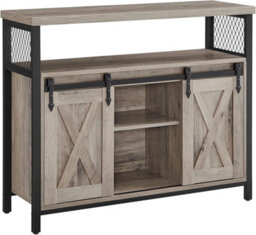 Songmics Sideboard, Kitchen Pantry, Storage Cabinet, With 2 Sliding Barn Doors, Adjustable Shelving, Heather Greige And Ink Black - thumbnail 9