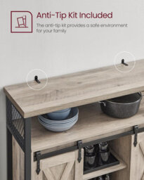 Songmics Sideboard, Kitchen Pantry, Storage Cabinet, With 2 Sliding Barn Doors, Adjustable Shelving, Heather Greige And Ink Black - thumbnail 8