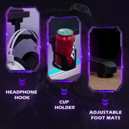 "Keepreaper 44.9"" Gaming Desk Led Lights Cup Holder Z-Shape Steel Frame Computer Desk Table Black For Home Office" - thumbnail 7