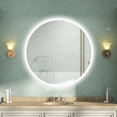 AVER-GROWTH Round Bathroom Led Mirror With Bluetooth 3 Colour Lights Anti-Fog Touch/wall Switch Brightness Memory Wall Mounted Mirror 600mm - image 1