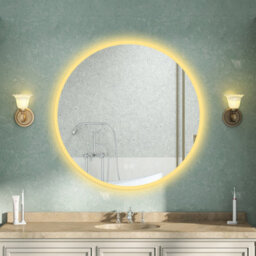 AVER-GROWTH Round Bathroom Led Mirror With Bluetooth 3 Colour Lights Anti-Fog Touch/wall Switch Brightness Memory Wall Mounted Mirror 600mm - thumbnail 2