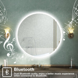 AVER-GROWTH Round Bathroom Led Mirror With Bluetooth 3 Colour Lights Anti-Fog Touch/wall Switch Brightness Memory Wall Mounted Mirror 600mm - thumbnail 3