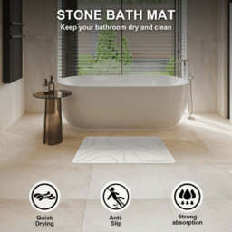 Fino Stone Stone Bath Mat Diatomaceous Earth Shower Mat Non-Slip Super Absorbent Diatomite Stone Mats For Bathroom Floor Quick-Drying - thumbnail 5