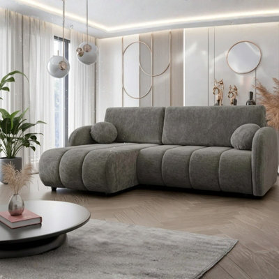 Zara L 2R+Lc Universal Corner Sofa Bed With Storage Brown - image 1