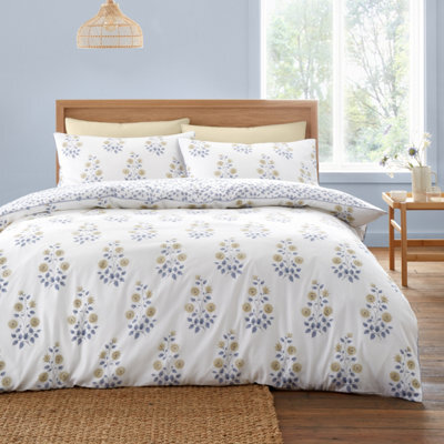 Bianca Eloise Floral 230 Thread Count Cotton Reversible Duvet Cover Set With Pillowcase Blue - image 1
