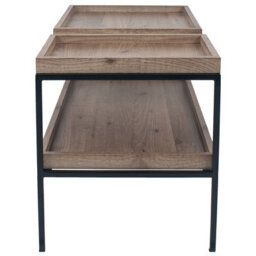Pacific Lifestyle Gallery Natural Wood Veneer And Black Metal Coffee Table - thumbnail 3