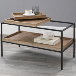 Pacific Lifestyle Gallery Natural Wood Veneer And Black Metal Coffee Table - thumbnail 7
